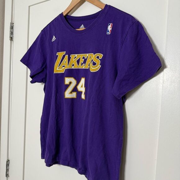 Kobe Bryant Los Angeles LA Lakers T-Shirt Womens Sz L Adidas #24 Purple NBA - Picture 2 of 9